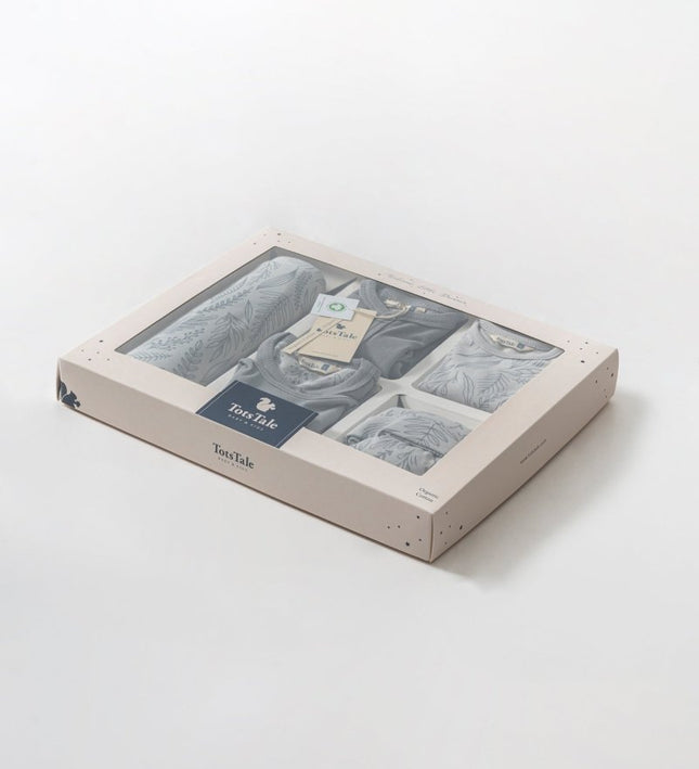 Бебешки комплект за изписване от 10 части органичен памук „Флорал“ - сив