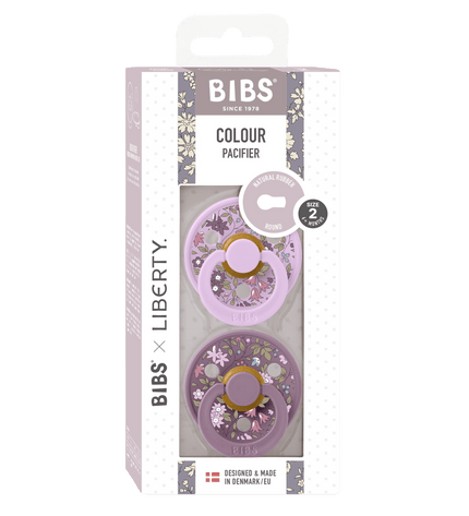 2 бр. Биберони BIBS Liberty COLOUR Chamomile Lawn - Violet Sky Mix, 0-6 месеца