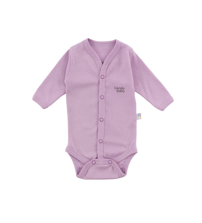 Бебешко боди с предно закопчаване и дълъг ръкав комплект - виолетово, светлорозов, тъмнорозов