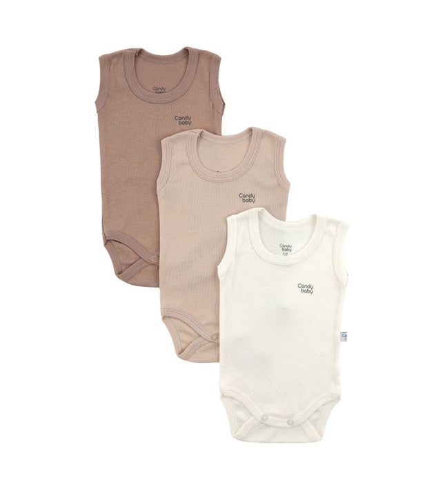 Бебешко боди комплект - потник - кафяв, капучино, шампан