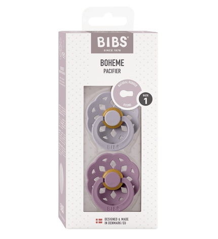 2 бр. Биберони BIBS Boheme, Fossil Grey/Mauve, 0-6 месеца