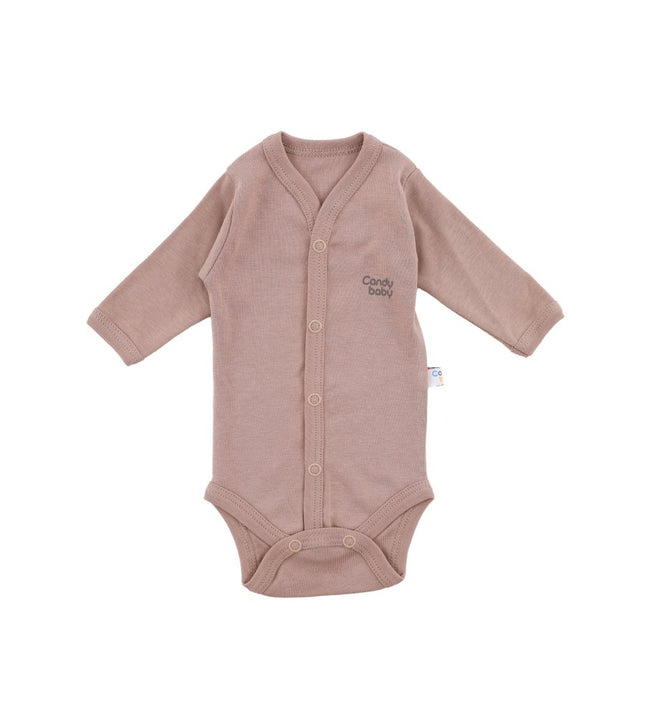 Бебешко боди с предно закопчаване и дълъг ръкав комплект - кафяв, капучино, шампан
