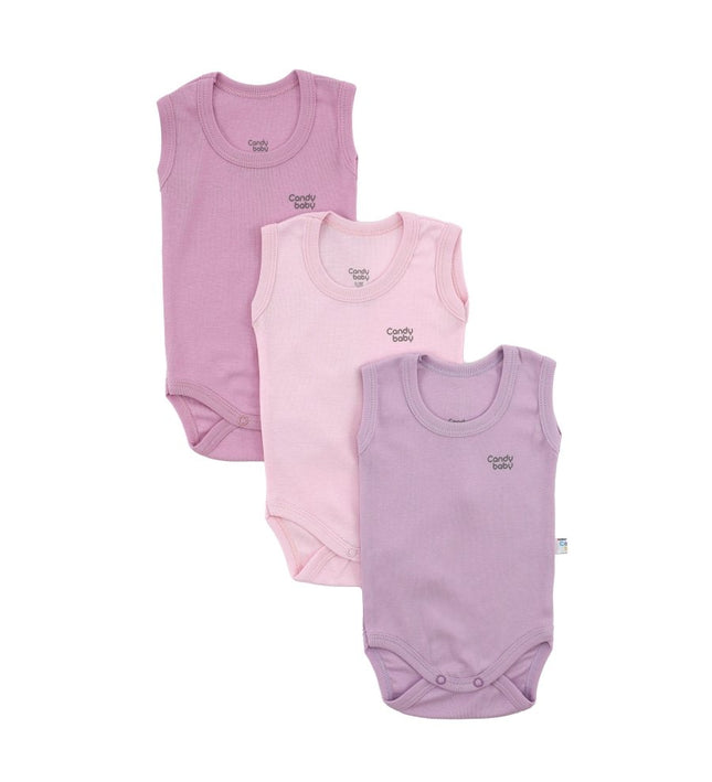 Бебешко боди комплект - потник - тъмнорозово, светлорозово, виолетово