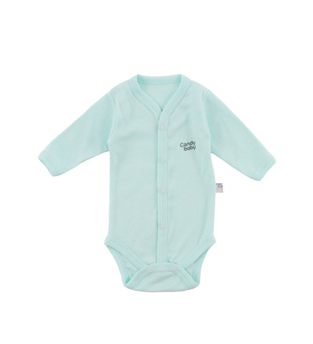 Бебешко боди с предно закопчаване и дълъг ръкав комплект - резеда, аква, ментов