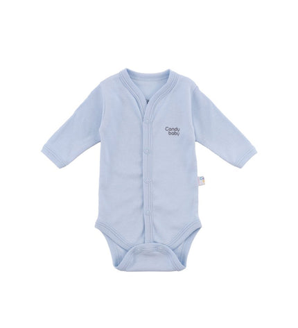 Бебешко боди с предно закопчаване и дълъг ръкав комплект - електриковосин, бял, светлосин