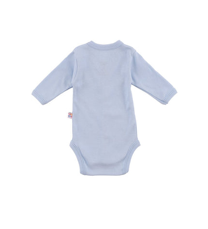 Бебешко боди с предно закопчаване и дълъг ръкав комплект - електриковосин, бял, светлосин