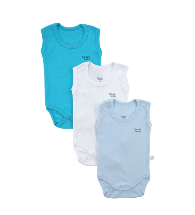 Бебешко боди комплект - потник - електриковосин, бял, светлосин