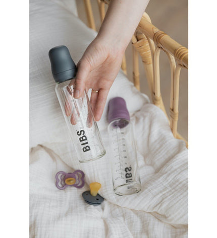 Комплект със Стъклена Бутилка BIBS Baby Blue 225мл