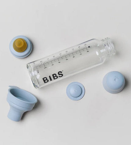 Комплект със Стъклена Бутилка BIBS Baby Blue 225мл