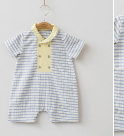 Бебешки гащеризон с къс ръкав - райе