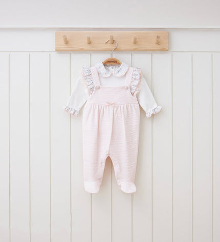 Бебешки гащеризон и блузка - бял и светлорозов