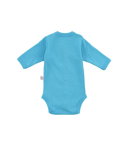 Бебешко боди с предно закопчаване и дълъг ръкав комплект - електриковосин, бял, светлосин