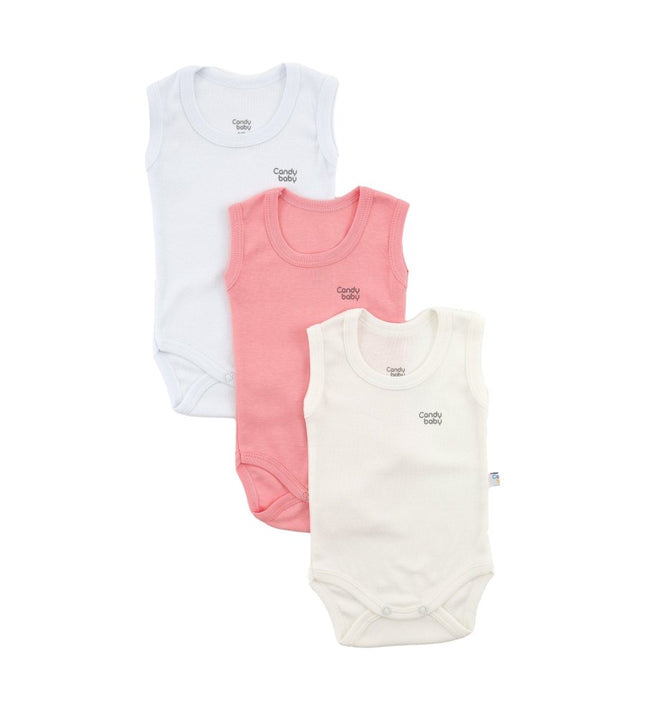 Бебешко боди комплект - потник - бял, корал, шампан