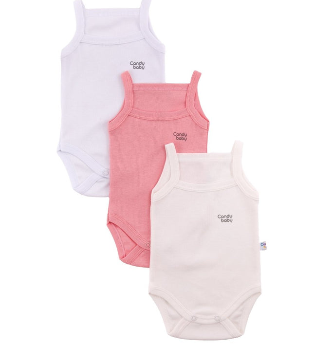 Бебешко боди с тънка презрамка комплект - бял, корал, шампан