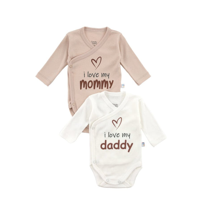 Бебешко боди комплект - прегърни ме - „Обичам Мама и Тате“