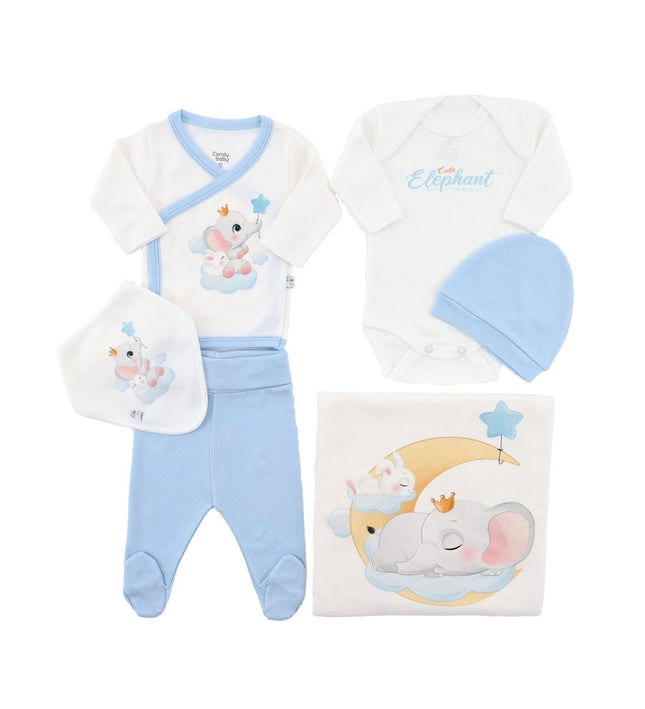 Бебешки комплект за изписване от 6 части „Спящо слонче“