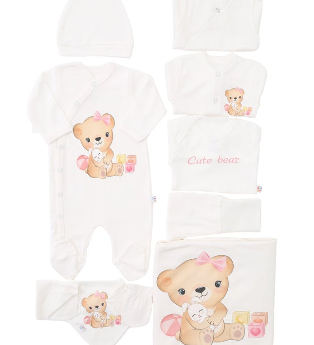 Бебешки комплект за изписване от 10 части „Сладко мече“ - момиче