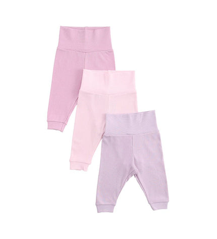 Бебешки панталон комплект от 3 части - виолетово, светлорозово и тъмнорозово