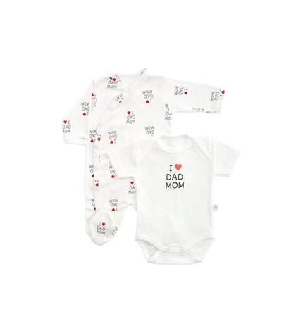 Бебешки комплект от 3 части “Обичам Тате и Мама”