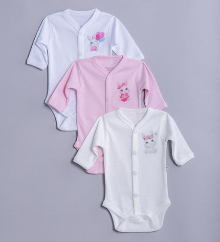 Бебешко боди с предно закопчаване комплект „Зайчета“