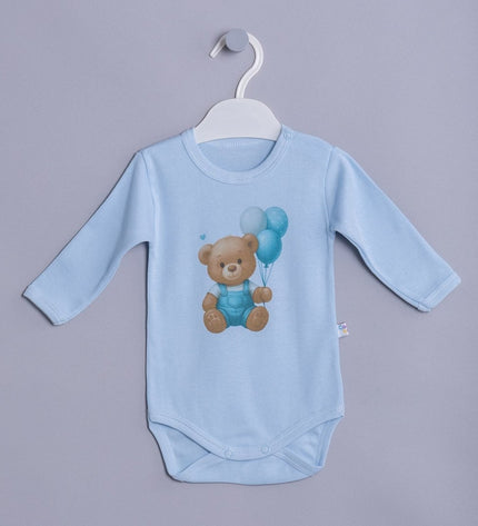 Бебешко боди с раменно закопчаване „Мече с балони“