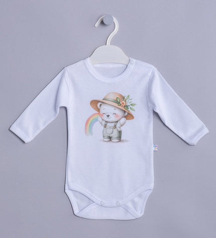 Бебешко боди с раменно закопчаване „Мече с дъга“