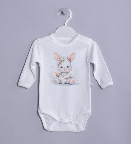 Бебешко боди с раменно закопчаване комплект 3 части "Зайчета"