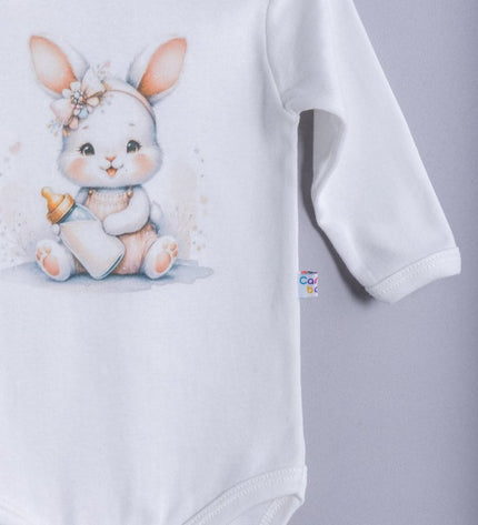 Бебешко боди с раменно закопчаване комплект 3 части "Зайчета"