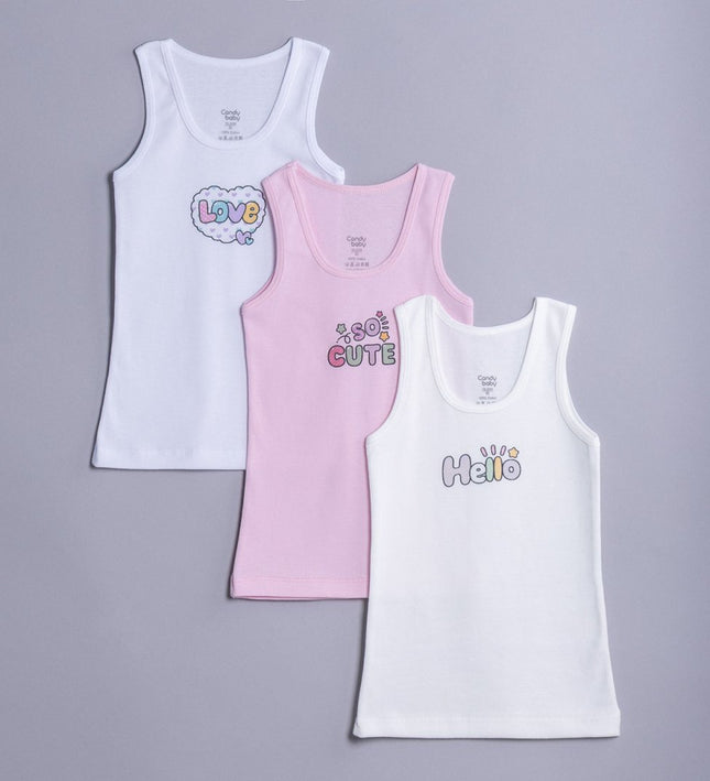 Детски потник широка презрамка комплект - шампан, розов, бял , 92-116см ,,Hello''