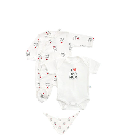 Бебешки комплект от 3 части “Обичам Тате и Мама”