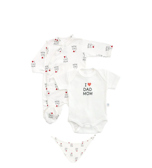 Бебешки комплект от 3 части “Обичам Тате и Мама”