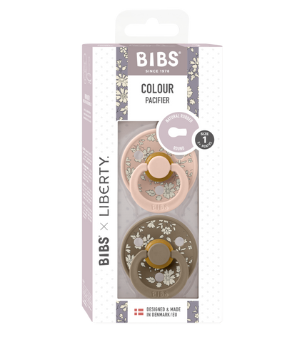 2 бр. Биберони BIBS Liberty COLOUR Capel - Blush Mix, 0-6 месеца