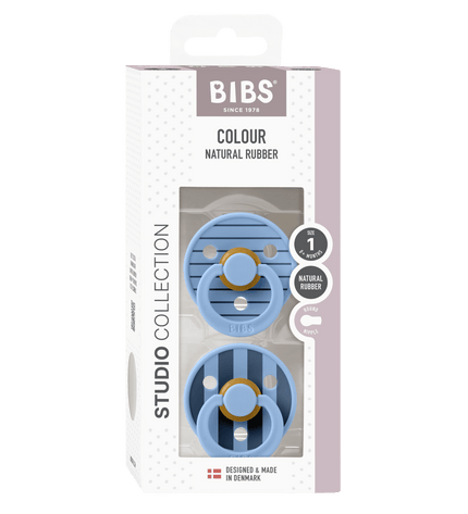 2 бр. Биберони BIBS Studio COLOUR Pin, Sky Blue Mix, 0-6 месеца