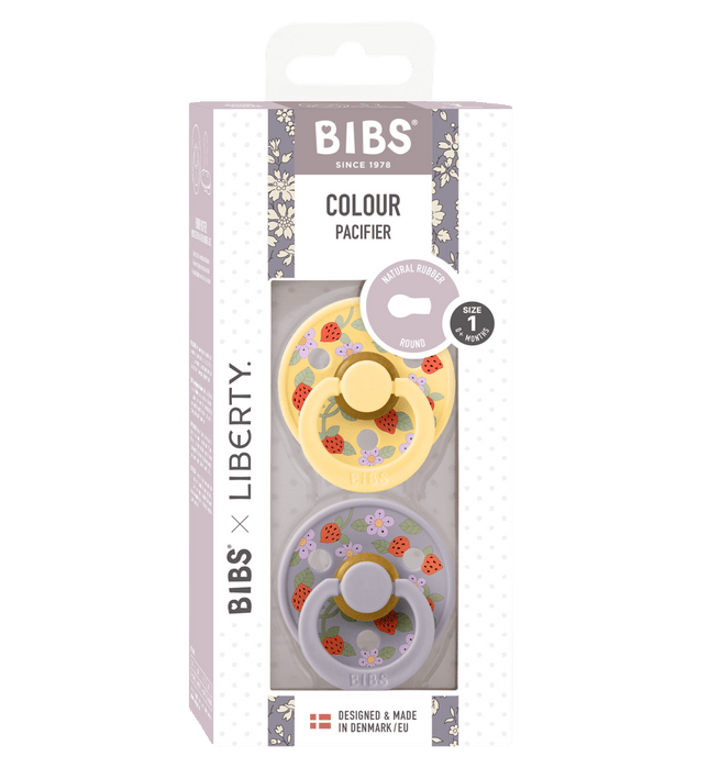 2 бр. Биберони BIBS Liberty COLOUR Strawberries and Cream Pale Butter, 0-6 месеца