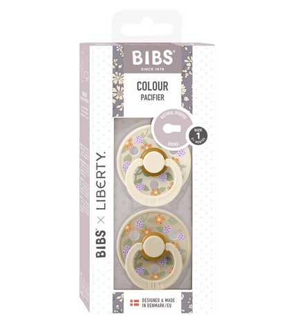 2 бр. Биберони BIBS Liberty COLOUR Strawberries and Cream Ivory, 0-6 месеца