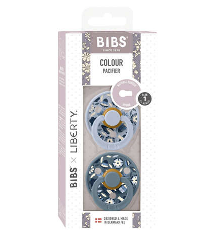 2 бр. Биберони BIBS Liberty COLOUR Bobo Dusty Blue, 0-6 месеца