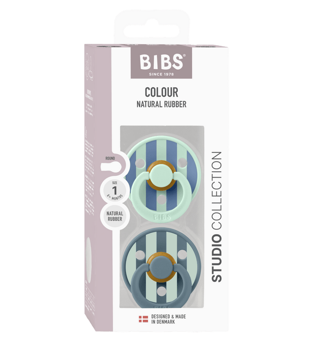 2 бр. Биберони BIBS Studio COLOUR Block, Nordic Mint Petrol Mix, 0-6 месеца