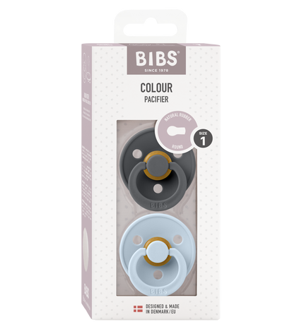 2 бр. Биберони BIBS COLOUR, Iron/Baby Blue, 0-6 месеца