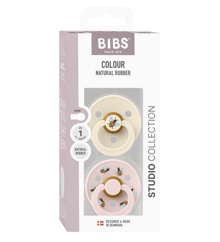 2 бр. Биберони BIBS Studio COLOUR, Bumblebee/Ivory, 0-6 месеца