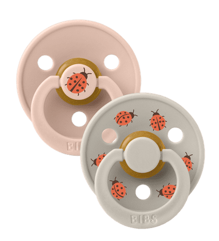 2 бр. Биберони BIBS Studio COLOUR, Ladybug/Blush, 0-6 месеца