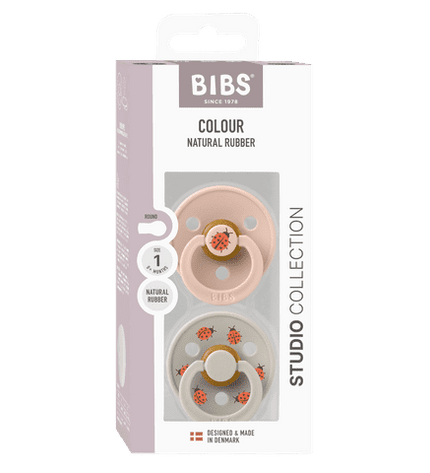 2 бр. Биберони BIBS Studio COLOUR, Ladybug/Blush, 0-6 месеца