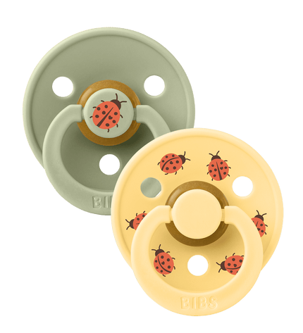 2 бр. Биберони BIBS Studio COLOUR, Ladybug/Sage, 0-6 месеца