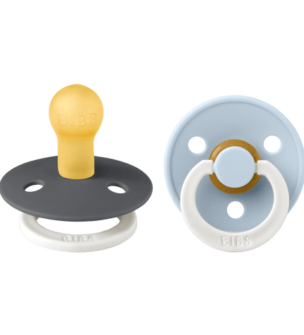 2 бр. Биберони BIBS COLOUR Iron GLOW/Baby Blue GLOW, 6-18 месеца