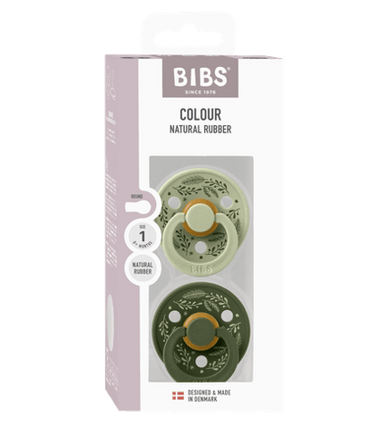 2 бр. Биберони BIBS COLOUR Holiday Leaf, Каучук, 0-6 месеца