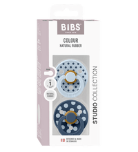 2 бр. Биберони BIBS COLOUR Polka Baby Blue/Steel Blue, 0-6 месеца