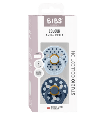 2 бр. Биберони BIBS COLOUR Polka Baby Blue/Steel Blue, 0-6 месеца