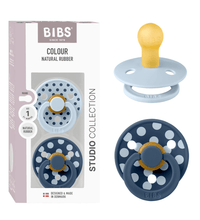 2 бр. Биберони BIBS COLOUR Polka Baby Blue/Steel Blue, 0-6 месеца