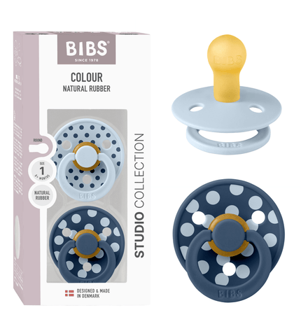 2 бр. Биберони BIBS COLOUR Polka Baby Blue/Steel Blue, 0-6 месеца