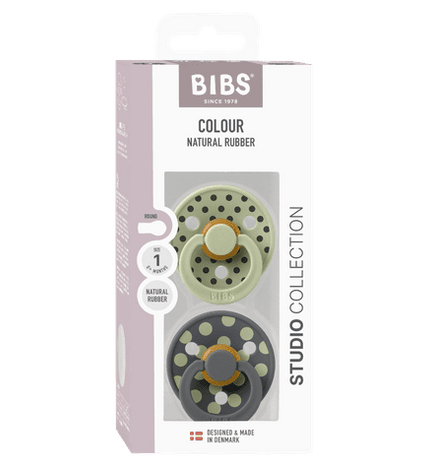2 бр. Биберони BIBS COLOUR Polka Sage/Iron, 0-6 месеца
