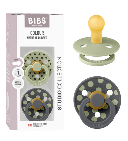 2 бр. Биберони BIBS COLOUR Polka Sage/Iron, 0-6 месеца